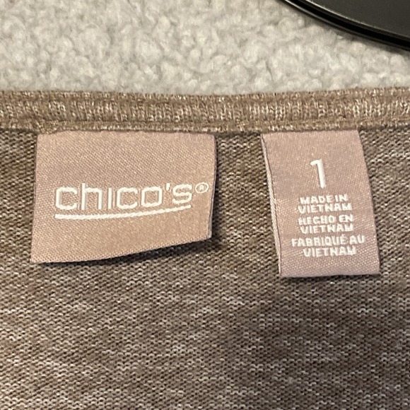 Chicos Brown Marled Knit Tie Front 3/4 Sleeve Casual Top Shirt Size 1 - Picture 7 of 15